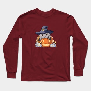 Grey Lop Bunny in a Pumpkin Long Sleeve T-Shirt